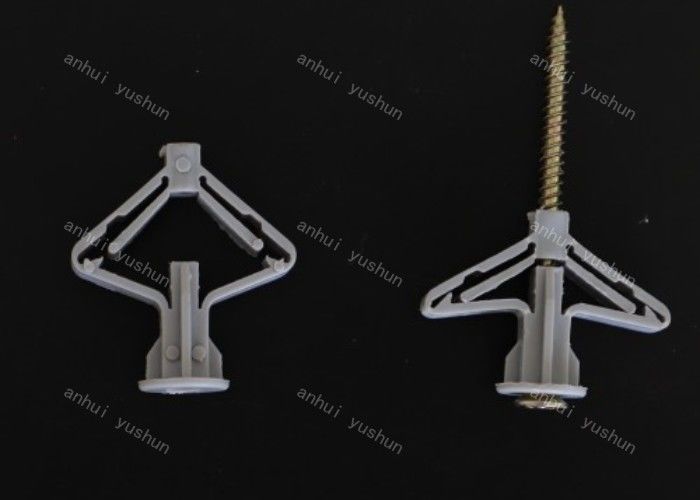 Ancla plástica de la mampostería seca del ancla del tornillo de enchufe de pared de la mariposa de la sujeción de Grey Wall Plug Screw Plastic